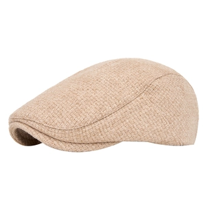 Casquette plate classique en tweed beige, béret vintage chaud pour hommes et femmes