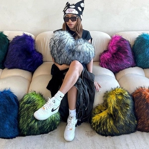 Heart Shaped Faux Fur Crossbody Bag Large Capacity Winter Plush Tote Retro Streetwear For Women