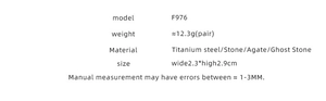 Detailed size and material specs for C-shaped titanium steel earrings with natural stones