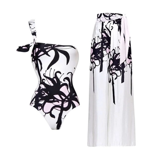 Maillot de bain une épaule avec pantalon large à fleurs pour femmes ensemble plage