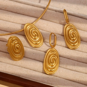 Parure de bijoux en acier inoxydable plaqué or 18K avec design spirale de coquillage