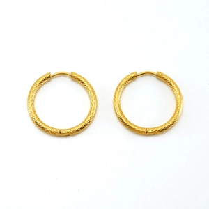 Boucles d'oreilles créoles classiques en titane doré 18K avec texture écailles de serpent