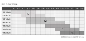 Size suggestion chart for long sleeve floral V-neck dress showing height and weight in LBS