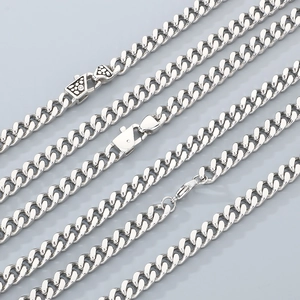 Men Stainless Steel Cuban Link Necklace Fashionable Minimalist Solid Metal Curb Chain Jewelry Accessory