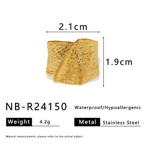 Detailed dimensions of the gold stainless steel textured ring with waterproof features