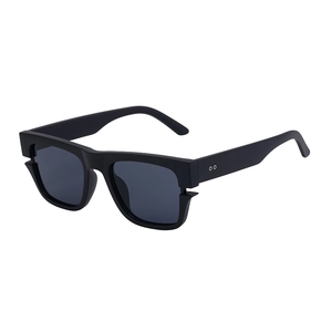 Square oversized black cycling sunglasses for men with a stylish matte frame and wide temples