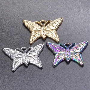 Detailed butterfly pendant charms in gold, silver and rainbow colors for DIY jewelry