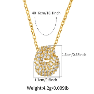 Detail showing dimensions and 18.1 inch chain length for the gold-plated zircon necklace