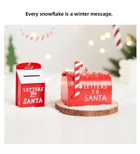 Detailed view of red metal Christmas mailbox ornament with Letters for Santa engraving