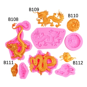 Chinese dragon silicone cake mold set with clouds for fondant and chocolate decor