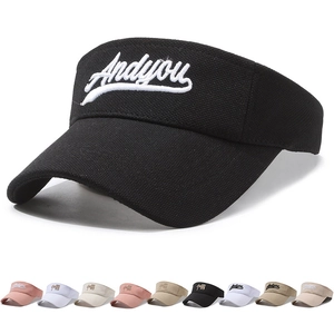 Sun Visor Hat Empty Top Cap Polyester Cotton Embroidery Adjustable Curved Brim Outdoor Sports Running For Men Women