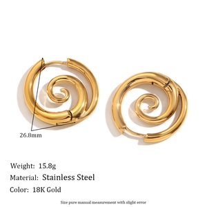 Minimalistische 18K vergoldete Spiral-Ohrringe aus Edelstahl mit 26,8mm Durchmesser