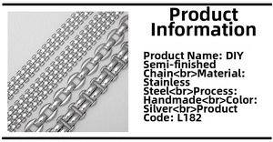 Macro detail of various DIY handmade stainless steel silver chains for jewelry making