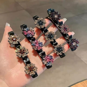 Eleganti fermagli per capelli con fiori di cristallo per styling frangia colorata