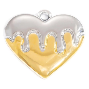 Minimalist heart pendant featuring a modern fluid melting design in silver and gold duo-tone