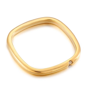 Elegant gold square minimalist ring with a single sparkling cubic zirconia stone