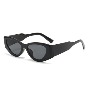 Lunettes de soleil œil de chat chic à monture épaisse noire avec verres foncés style rétro