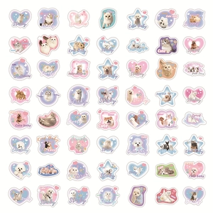 Cute pet collection stickers featuring cats and dogs for journal decoration