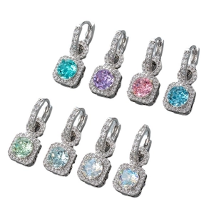 Elegant silver earrings with sparkling cubic zirconia in multiple vibrant colors