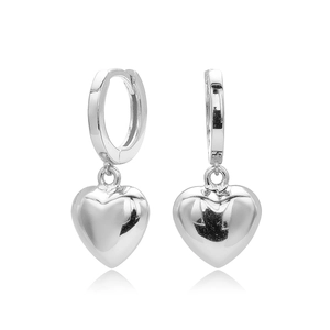 Minimalist S925 sterling silver heart-shaped hoop earrings with a polished finish