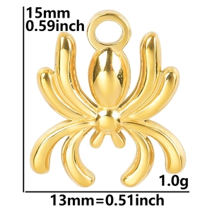 Detailed dimensions of 18k gold plated spider pendant with high mirror polish finish