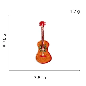 Guitar-shaped Mexican festival embroidery patch, size 9.9cm by 3.8cm, weight 1.7g