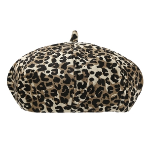 Classic leopard print beret for women featuring retro autumn style on white background