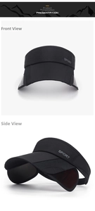 Detail of black sports visor showing the retractable side panels and printed SPORT logo