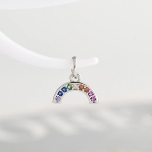 Rainbow pendant with nine colors of cubic zirconia stones in silver claw setting