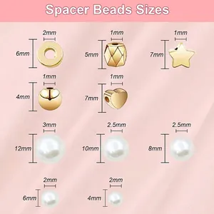 Kit bijoux DIY avec perles nacrées et perles dorées en forme d'étoile et de cœur