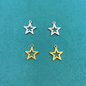 Minimalistische Edelstahl Sternanhänger hohl für DIY-Halsketten in Gold und Silber Optik