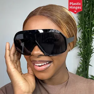 Oversized Shield Sunglasses For Women Retro One Piece Large Frame PC UV Protection Trendy Streetwear Fashion Eyewear
