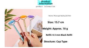Detail view of 15.7cm creative massage roller gel pen with 0.5mm black ink refill