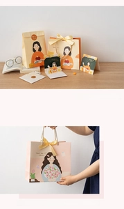 Detail of Thank You Teacher gift bag with ribbon and matching greeting card set