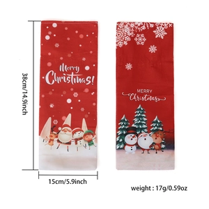 Christmas wine bottle covers with Santa and Reindeer patterns on white background