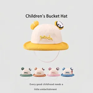 Cappello da sole per bambini a forma di panda con orecchie e laccio in 5 colori