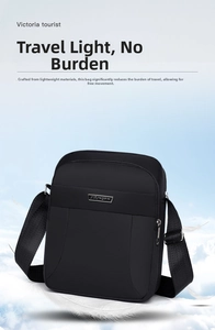 Detail of lightweight waterproof black messenger bag featuring JINGPIN logo and zippers