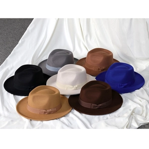 Classic felt fedora hats with satin ribbon and bow in seven versatile colors