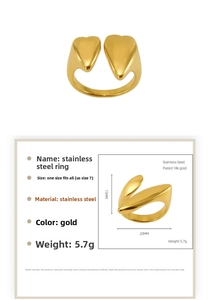 Dettaglio dell'anello in acciaio placcato oro 18k con dimensioni e peso specificati