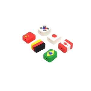 Colorful square polymer clay beads with international flag patterns for DIY jewelry making