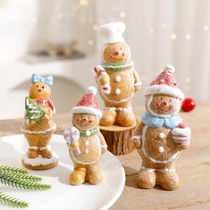 Christmas Gingerbread Man Desktop Ornament Ceramic Hollow Figurines For Holiday Festive Home Tabletop Decor Xmas Gift