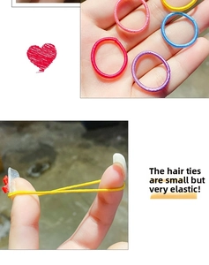 Close-up of colorful high-elastic small hair bands showing strong stretch performance