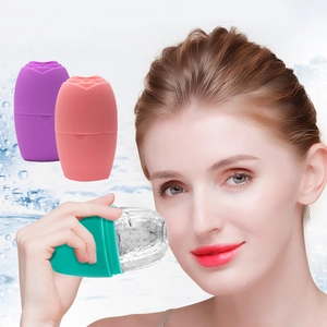 Silicone ice face roller for skin massage with elegant rose patterns and cooling effect