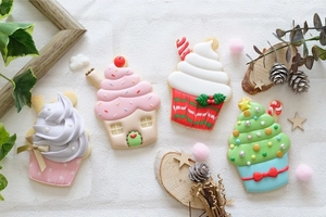 Christmas snowman house cookie cutter molds set with assorted decorated icing biscuits