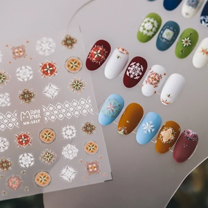 Autocollants d'art d'ongles style bohème ethnique aux motifs floraux géométriques