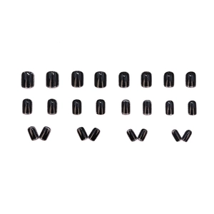 Classic black square press-on nails with silver glitter gradient edge 24 piece set