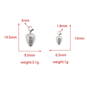 Detailed strawberry stainless steel pendant charms in two sizes for DIY jewelry making