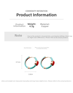 Detailed specs of retro heart earrings showing copper material and 4.5g weight