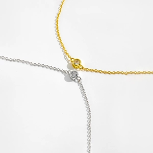 Minimalist 925 sterling silver chain bracelets with a single round zircon in gold and silver
