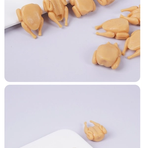Detailed close-up of 3cm miniature roast chicken food model with realistic texture